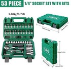 53-piece Impact Socket Set  Including 1 4-inch Drive Head  Ratchet Handle  Exten