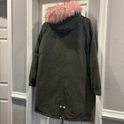 Forever 21 Women   s Olive Green Parka Coat Pink Faux Fur Hood Size M Nwt