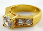 Vintage Seta Gold Tone Metal White Crystal Ring Size 8 75 7 3 Gram Weight