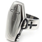 Gothic Cross Coffin Ring Stainless Steel Men s Vintage Biker Cross Jewelry Ring