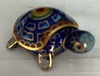 Lot Of 4 Sea Turtles Cloisonn   Metal Enamel Blue  Green Figurine Trinket Boxes