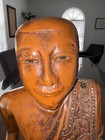 Antique vtg Large Burmese Monk Wood Statue From Burma 19th Or Early 20th Century