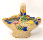 Japan Lusterware Porcelain Pin Cushion Flower Basket Vintage