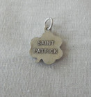 Saint St Patrick Medal Clover Shamrock Charm Small Silver Tone Pendant Nice