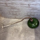 Vintage Industrial Gooseneck Barn Light Porcelain Green Enamel Shade 12    Rewired