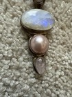 Huge Magnificent Vtg Sterling Multi Stone Pendant 925 - 20g