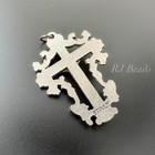 1 75  Silver Oxidized Ornate Rosary Crucifix Cross Charm Pendant - Made In Italy