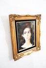Mid Century Modern Painting Portrait Original Art Artist Woman Watercolor Signed