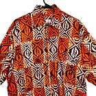 Orange   Burgundy Men African Print Collar Shirt
