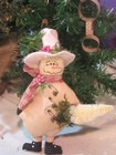 Primitive Snowman Ornie Or Bowl Filler - Christmas     2398