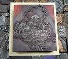 Antique Vtg Native Indian Horse Wagon Letterpress Print Type Ornament Cut Block
