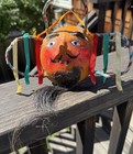 Mexican Folk Art Coconut Shell Hand Painted Devil Diablo Mask