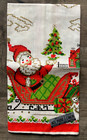 New Vintage Parisian Print Pure Linen Christmas Santa Sleigh Kitchen Tea Towel