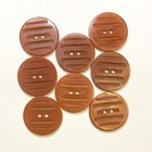 Vintage Set Of 8 Amber Colored Grooved Round Bakelite Buttons 1 