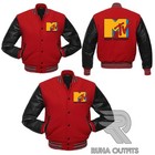 Mtv Music Television Vintage Red Wool leather Lettermen Baseball Varsity Jacket