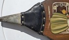 Vintage Wood   Leather Brass Shield Coat Of Armor Fireplace Bellows Fire Stoker