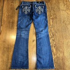 Miss Me Bootcut Jeans Rhinestone Button Flap Pocket 29 Stretch Low Rise New