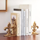 Decorative Metal Fleur De Lis Bookends Gold Set Of 2