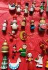 Lot Vtg Attic Treasures Wooden Painted Christmas Tree Ornaments As Is Hand Paint