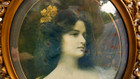 Antique 19th Century Haunting Print Of Lady With Ornate Wood Frame 11  X 15 