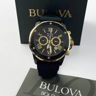 Bulova Marine Star Men s Quartz Watch Black Dial Rubber Strap 98b278 44mm