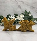Hand Carved Yellow Jade Griffin Statue Pair Mythical Dragon Lion Fantasy Figurin