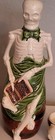 Vtg Rare Skeleton Waiter On Barrel  Character Decanter   3 Skull Mugs