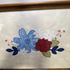 Floral Fabric Applique Wall Art Embroidery Framed Folk Art 19  X 11 5   Vintage