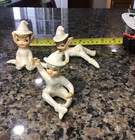 Vintage Lot 3 Lefton Pixie Elf White Iridescent Pearl Fairy Figurines 1950 s Tag