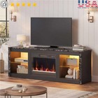 Electric 7 Color Led Fireplace Tv Stand For Tvs Up To 70  Black Marble Modern