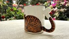Vintage Japan Orange Tabby Cat Mug Tail Handle Ceramic Coffee Cup Collectible