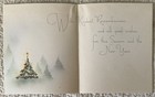 Unused Christmas Pine Tree Foggy Mountain Hill Vintage Greeting Card 1940s 1950s