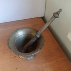 1800s Original Heavy Brass Mortar   Pestle From Jacksonville Illinois Drug Store
