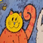 Blue Decorative Ceramic Cats Plate Orange White Smiling Cartoon Whimsical 8 