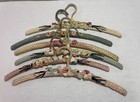 6 Lot Vintage Crocheted Wooden Hangers Ribbon Embroidery Sold As Is Very Old