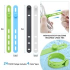 24 Pcs Silicone Cable Ties  Cord Organizer 0 5 5in  White gray green blue