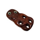 Authentic 7  Maori Rotorua New Zealand Moana Native Wood Carving Shell Wall Tiki