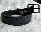 New Michael Kors Reversible Belt Mk Logo Signature Black Mate Buckle Size 38