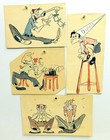 Original Art Caricatures Lot From Disney Employee Unsigned Artist 40s Watercolor
