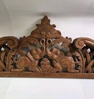 Vintage Mid-century Carved Teak Wood Elephants Arched Panel  36 w X 11 h Euc