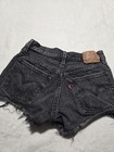 Levi s 501 Women s Black Jean Shorts Size 25 Denim Distressed Button Fly 