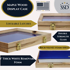Maple Wood Display Case 12 X 18 X 2 With Blue Liner For Arrowheads Knives Coins