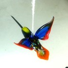 Blown Glass Bird Hummingbird Figurine Hanging Ornament Murano Style Blue 5 3 