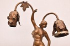 Antique Woman Nude Figural Table Lamp Art Nouveau Deco 15  2 Bulb Light Vintage