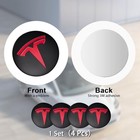 4 Pcs Wheel Center Hub Cap Sticker For Model 3   Model Y  Matt Black   Red