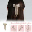 Women Fashion Rhinestone Bow Fringe Hairpin Leisure Hair Clip Hair Accessories