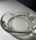 Vintage mcm 6    Thick Round Large Heavy Clear Glass Cigar Ashtray 