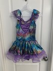 Girls Multi-color Sequin Dance Dress Purple Tulle Tutu Skirt Sleeveless Size Sa
