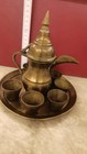 Rare Handmade Vintage Arabic Copper Dallah Coffee Pot Set Tray   5 Cups Decor