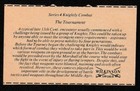Great Britain  1980s     Trade Card     Knightly Combat Tournament Scene